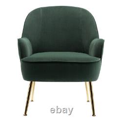 Modern Green Velvet Armchair Single Fireside Sofa Accent Chair withGold Metal Legs