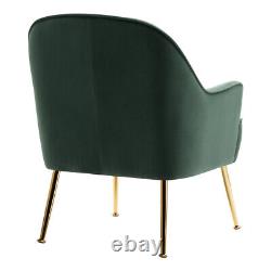Modern Green Velvet Armchair Single Fireside Sofa Accent Chair withGold Metal Legs