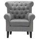 Modern Linen Single Sofa Chair Tufted Wing Back Accent Armchair Fireside Chair