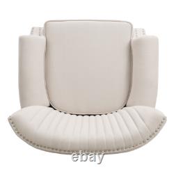 Modern Linen Wing Back Rolled Armchair Fireside Sofa Scallop Back Rivets Chair
