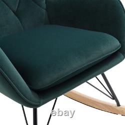 Modern Lounge Rocking Chair Velvet Upholstered Wing Back Armchair Fireside Sofa
