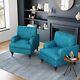 Modern Upholstered Accent Chair Leisure Fireside Armchair Single Sofa On Wheels