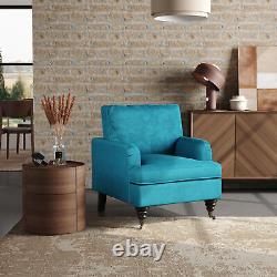 Modern Upholstered Accent Chair Leisure Fireside Armchair Single Sofa On Wheels