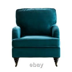 Modern Upholstered Accent Chair Leisure Fireside Armchair Single Sofa On Wheels