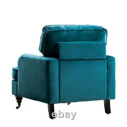 Modern Upholstered Accent Chair Leisure Fireside Armchair Single Sofa On Wheels