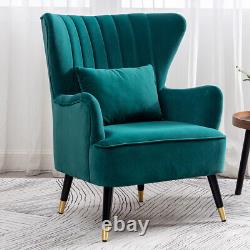 Modern Velvet Chair Wing Back Oyster Armchair Living Room Fireside Lounge Sofa