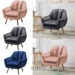 Modern Velvet Fabric Occasional Lounge Tub Chair Scallop Back Armchair Fireside