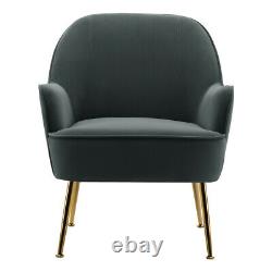 Modern Velvet Grey Armchair Upholstered Tub Chair Wing Back Lounge Sofa Fireside