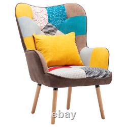 Modern Wing Back Accent Armchair Footstool Living Room Fire Side Lounge Suite UK