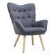 Modern Wing Back Armchair Living Room Fireside Chair Sofa Lazy Lounger Footstool