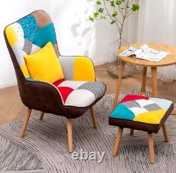 Modern Wing Back Armchair Living Room Fireside Chair Sofa Lounger Footstool UK
