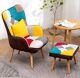 Modern Wing Back Armchair Living Room Fireside Chair Sofa Lounger Footstool Uk