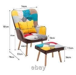 Modern Wing Back Armchair Living Room Fireside Chair Sofa Lounger Footstool UK