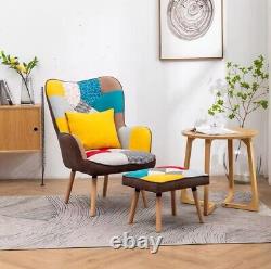 Modern Wing Back Armchair Living Room Fireside Chair Sofa Lounger Footstool UK