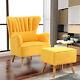 Modern Wing Back Queen Anne Scallop Back Fireside Armchair Withfootstool&pillow