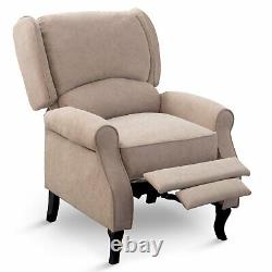 Modern Wing Back Recliner Sofa Chair Fabric Fireside Occasional Armchair Seat