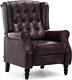 More4homes Althorpe Wing Back Fireside Recliner Fabric Bonded Leather Brown