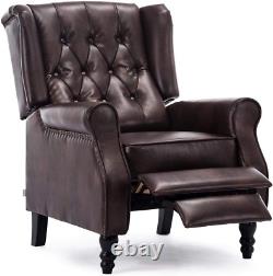 More4Homes ALTHORPE WING BACK FIRESIDE RECLINER FABRIC BONDED LEATHER Brown