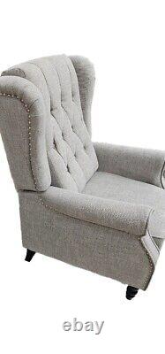 More4Homes Althorpe Wing Back Fireside Armchair Fabric Marl Grey Collect NN5