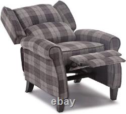 More4Homes EATON WING BACK FIRESIDE CHECK FABRIC RECLINER ARMCHAIR SOFA CHAIR R