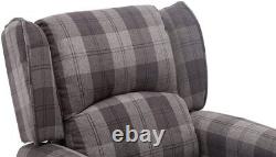 More4Homes EATON WING BACK FIRESIDE CHECK FABRIC RECLINER ARMCHAIR SOFA CHAIR R