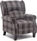 More4homes Eaton Wing Back Fireside Check Fabric Recliner Armchair Sofa Gray