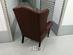 Multiyork Wingback Armchair Brown Leather Wing Back, Fireside 1/2 Quality