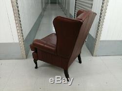 Multiyork Wingback Armchair Brown Leather Wing Back, Fireside 1/2 Quality