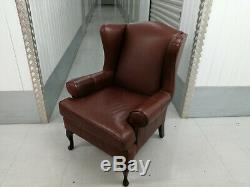 Multiyork Wingback Armchair Brown Leather Wing Back, Fireside 1/2 Quality