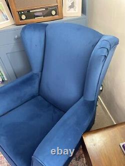 NEXT Sherlock VELVET Blue Relaxer Armchair Fireside Chair, Recliner RRP £675