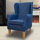 Navy Plain Wingback Armchair Handmade Accent Fireside Chair British Bespoke