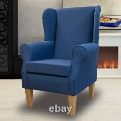 Navy Plain Wingback Armchair Handmade Accent Fireside Chair British Bespoke