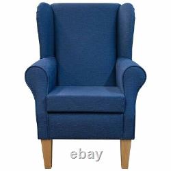 Navy Plain Wingback Armchair Handmade Accent Fireside Chair British Bespoke