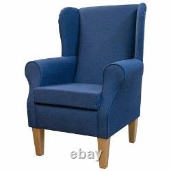 Navy Plain Wingback Armchair Handmade Accent Fireside Chair British Bespoke