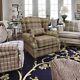 New Fireside Fast Del Wing Armchair High Back Check Fabric Heather Living Room