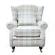 New Fireside Wing Chair Balmoral Natural Check Fabric Armchair Handmade