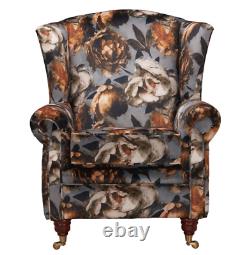New Fireside Wing Chair Floral Fabric Armchair Handmade
