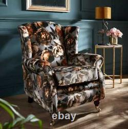 New Fireside Wing Chair Floral Fabric Armchair Handmade