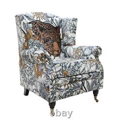 New Fireside Wing Chair Leopard Armchair Handmade