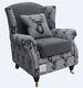 New Handmade Fireside Wing Chair Antler Stag Charcoal Grey Armchair