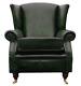 New Southwold Fireside Wing Chair Antique Green Leather Armchair Handmade