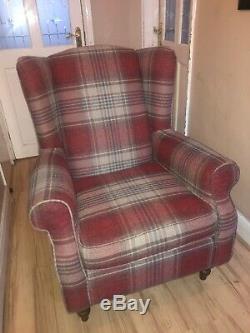 Next Sherlock Red Tartan Armchair Fireside Wingback Chair