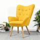 Nordic Accent Chair Wing Back Armchair With Wood Frame Living Room Fireside Sofa