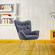 Nordic Fabric Accent Chair Fireside Armchair Wood Legs Sofa Buttoned Living Room