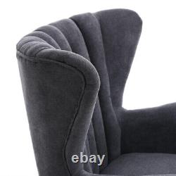 Nordic Fabric Upholstered Armchair Wing Back Chair with Footstool Fireside Sofa