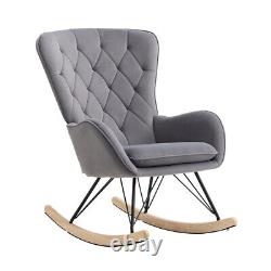 Nordic Rocking Chair High Back Armchair Wing Back Relaxing Fireside Rocker Sofa