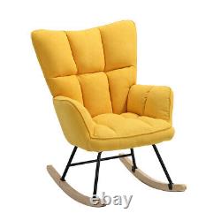 Nordic Style Armchair Wing Back Recliner Rocking Chair Sofa Fabric Upholstered