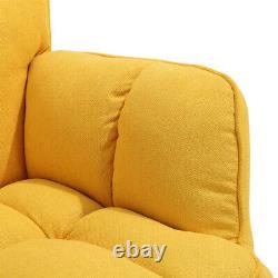 Nordic Style Armchair Wing Back Recliner Rocking Chair Sofa Fabric Upholstered