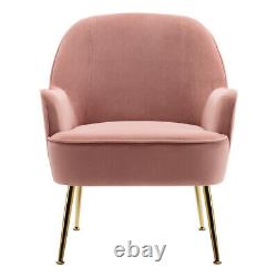 Nordic Velvet Armchair Lounge Tub Chair Sofa Fireside Grey/YellowithPink Armchairs