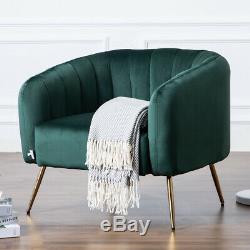 Nordic Velvet Metallic Armchair Mini Sofa Tub Chair Home Reception Fireside Seat